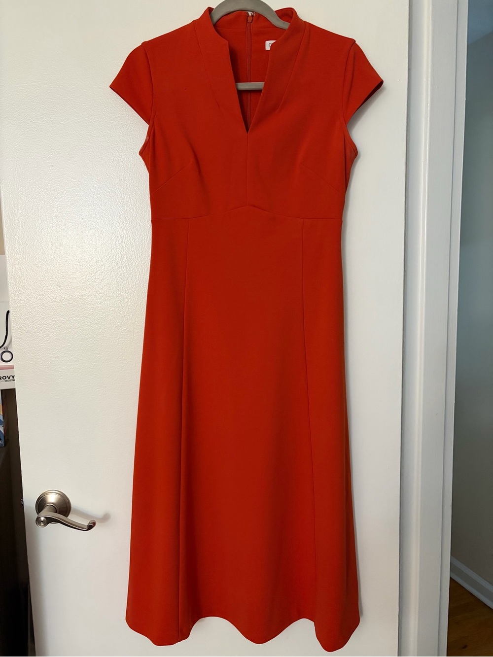 Calvin Klein Elegant Red/orange (coral )Cap-Sleeve A-Line Dress